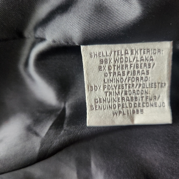 Worthington Long Wool Womens Trench Coat 10 P Rabbit Fur Trim Hooded Gray Vtg - Picture 15 of 15